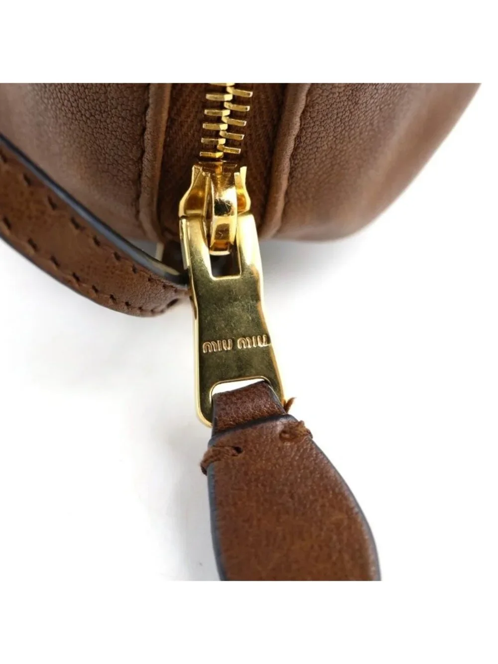 Miu Miu Nappa Leather Pouch Brown